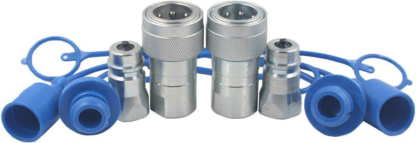 2-Sets 1/2'' Ag ISO5675 Hydraulic Quick Connect Tractor Coupling，Pioneer Type, Set w/Dust Cap