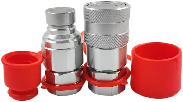 ISO16028 3/8'' Flat Face Hydraulic Quick Connect Coupling/Coupler Set W/Red Dust Cap 3/8'' NPT Thread